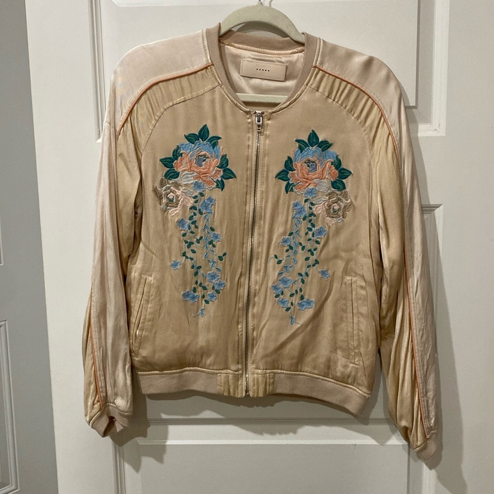[BLANKNYC] Satin Embroidered Bomber Jacket - Picture 2 of 10